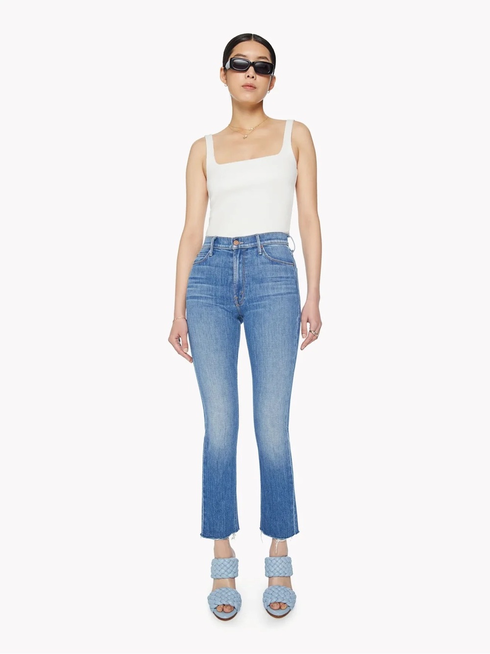 NWT MOTHER Mid Rise Dazzler Ankle Fray-New Sheriff in Town